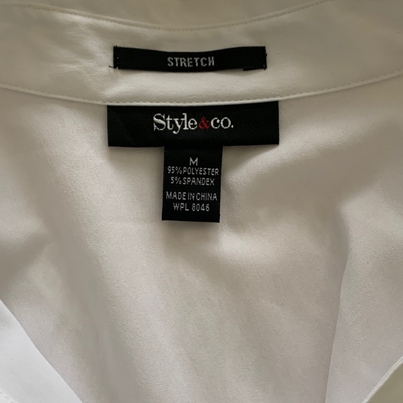 White Short Sleeve Button-Up blouse - Picture 5 of 5